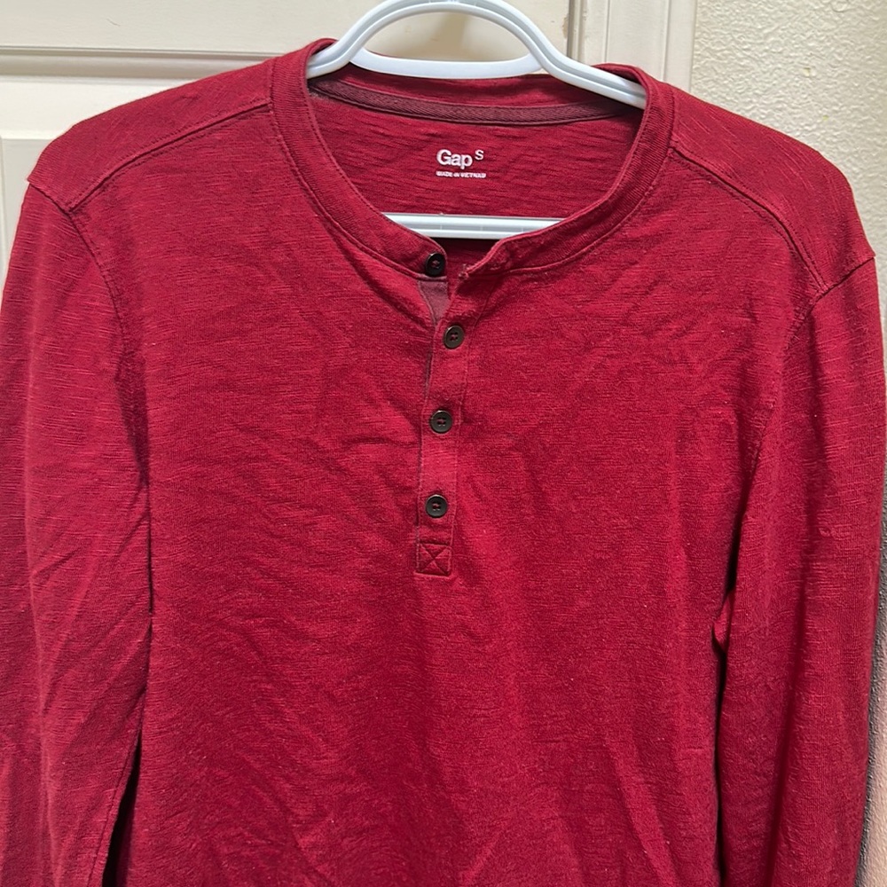 Red long sleeve henley shirt